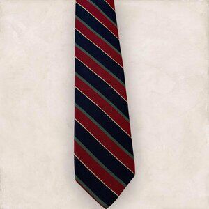 Jacobs & Roberts Silk Tie Red Blue Green Striped Holiday Christmas Career Wear